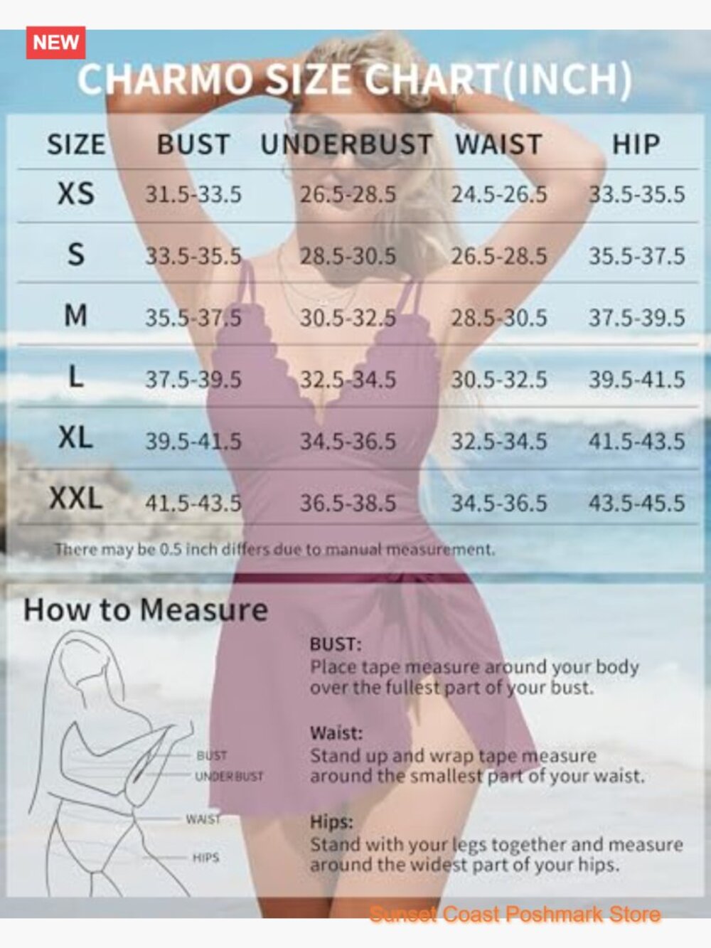 Tummy Control One Piece Swim Dress Scalloped Modest Tie Knot Bathing Suit - Picture 6 of 7